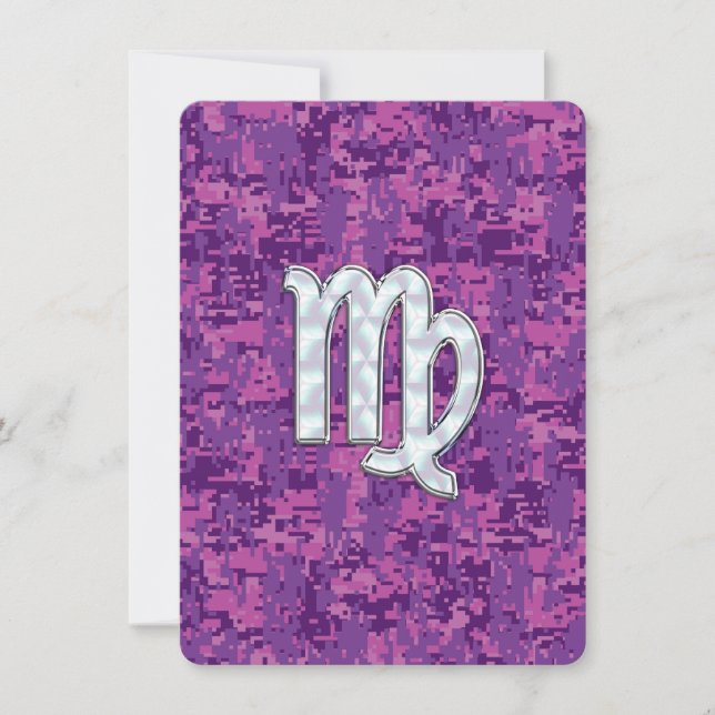 Carte Virgo Sign on Pink Fuchsia Camouflage numérique (Devant)
