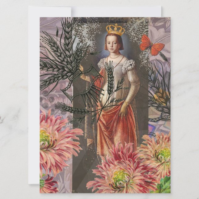 Carte Virgo Woman Portrait Antique Coloré Riche (Devant)