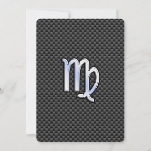 Carte Virgo Zodiac Sign on Charcoal Carbon Fibre Print