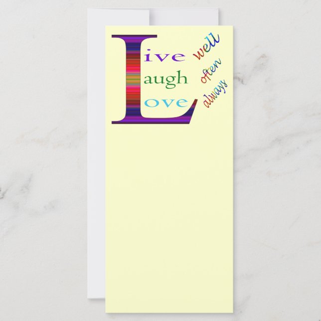 Carte Vis bien, Rires souvent, Amour toujours par STaylo (Devant)
