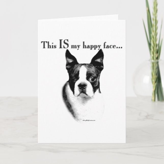 Carte Visage heureux de Boston Terrier (Devant)