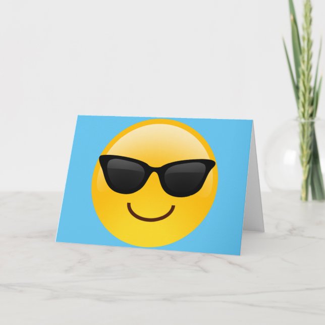 Carte Visage souriant avec lunettes de soleil Cool Emoji (Devant)