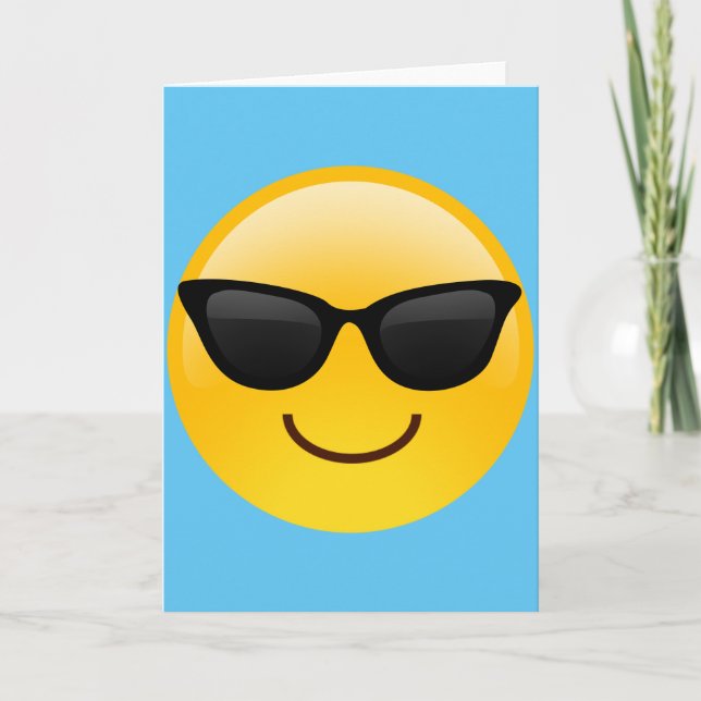Carte Visage souriant avec lunettes de soleil Cool Emoji (Devant)