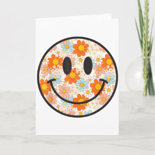 Carte Visage Souriant Fleur de Daisy Rétro Heureux Esthé