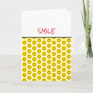 Carte Visage Souriant Jaune Noir Blanc Salutation