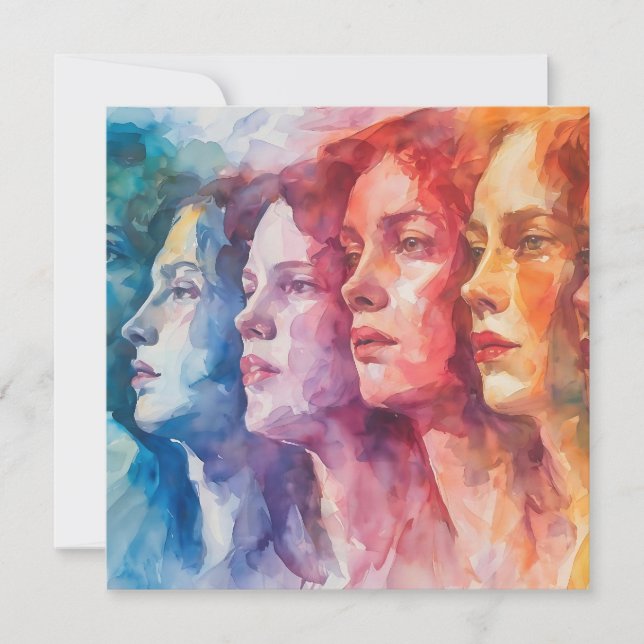 Carte Visages des femmes - Peinture aquarelle (Devant)