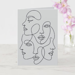 Carte Visages minimalistes de ligne abstraits un art