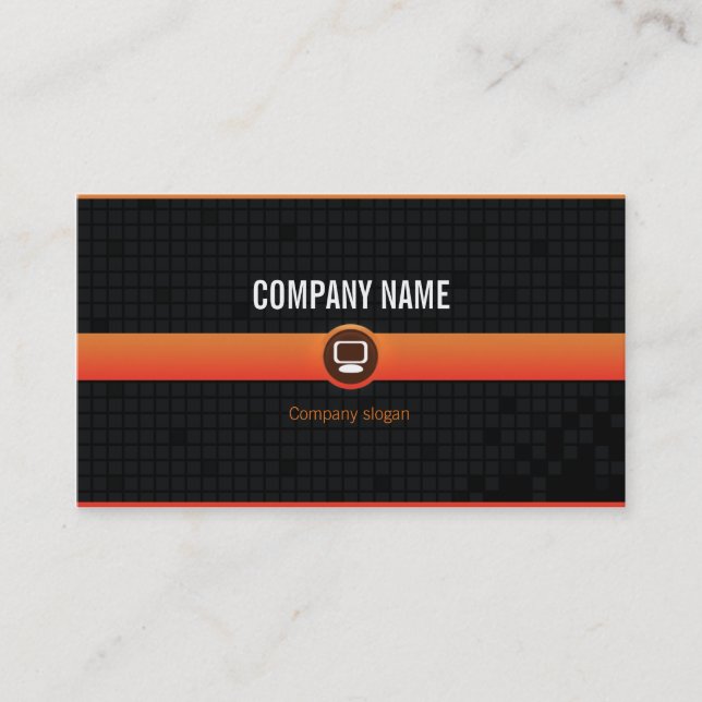 Carte visite - Professionnel informatique orange 2 (Devant)