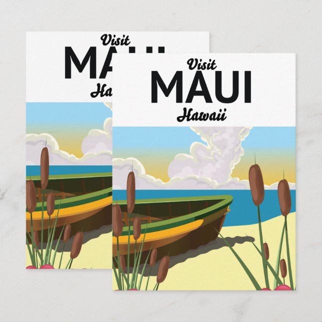 Carte Visitez l'affiche touristique de Maui Hawaii (Devant / Derrière)