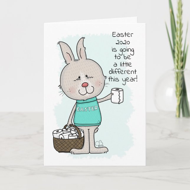 Carte Vive de Pâques 19-Lapin de Pâques avec papier toil (Devant)