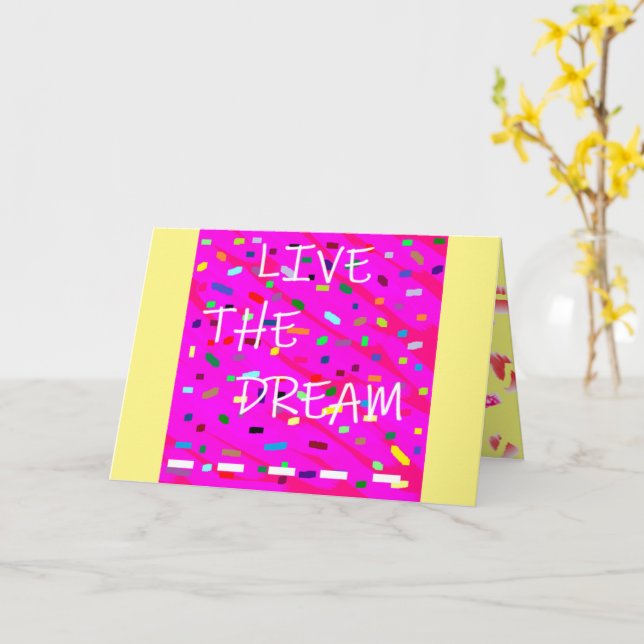Carte Vivez le rêve avec la célébration rose et crème (Fleur jaune)