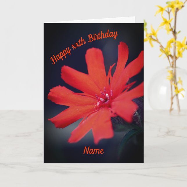 Carte Vivid Orange Daisy Flower Personnalisé Anniversair (Fleur jaune)