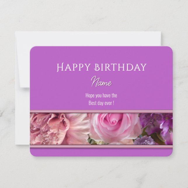 Carte Vivid Orchid Happy Birthday Greeting Card (Devant)