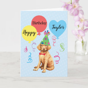 Carte Vizsla Balloons Anniversaire