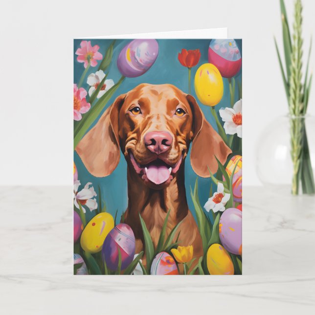 Carte Vizsla Bonne Pâques (Devant)