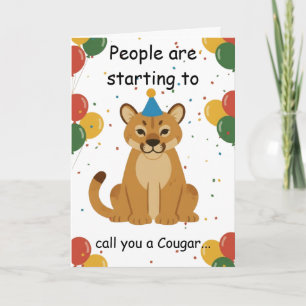 Carte Vœu d'anniversaire drôle de couguar pour des amis 