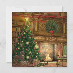 Carte Vœu de Noël de veille de Noël vintage