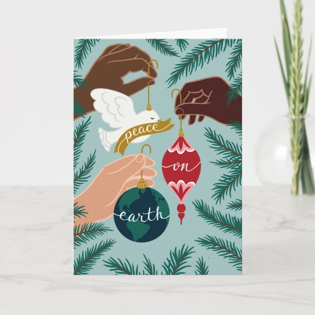 Carte Vœu de Noël Paix sur Terre (Devant)