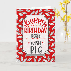 Carte Vœu de patron Big Red Botanique Typographie Annive