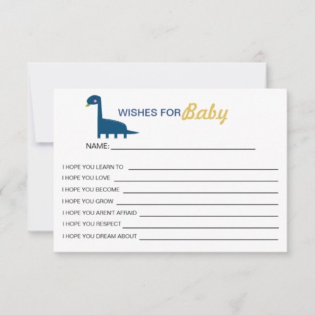 Carte Voeux Bleu Bébé Dinosaur Cute Jaune Moderne (Devant)