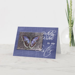 Carte Voeux d'anniversaire à mon papillon bleu-soeur