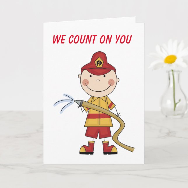 CARTE **VOEUX D'ANNIVERSAIRE À NOTRE POMPIER PRÉFÉ (Petite plante)