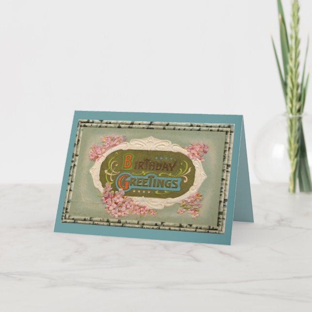 Carte Voeux d'anniversaire Art nouveau vintage (Devant)