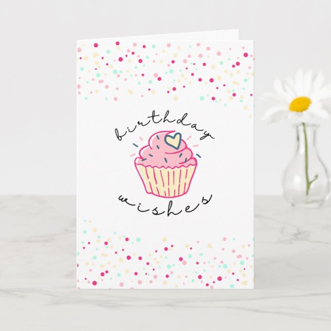 Carte Voeux d'anniversaire | Cute Cupcake (Petite plante)
