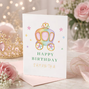 Carte Vœux d'anniversaire de Carrosse de Princesse Arc-e