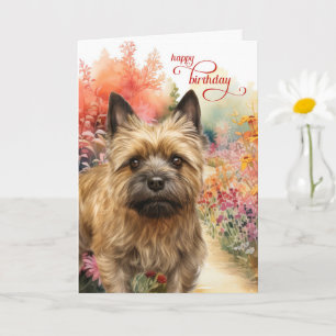 Carte Vœux d'anniversaire de chien Terrier Cairn Chemin