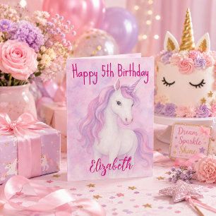 Carte Vœux d'anniversaire de licorne magique