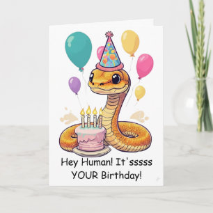 Carte Vœux d'anniversaire de serpent drôle de reptile de
