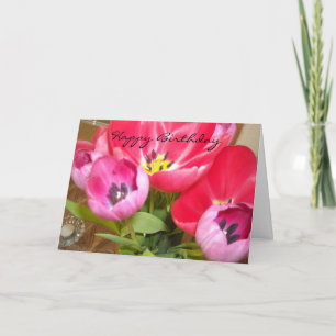 Carte Vœux d'anniversaire de tulipe brillante