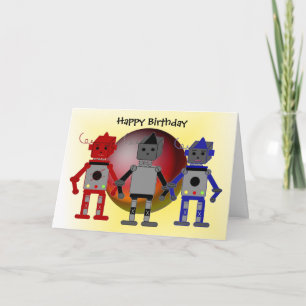 Carte Voeux d'anniversaire des robots Cool