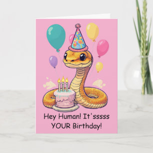 Carte Vœux d'anniversaire drôles de serpent de compagnie