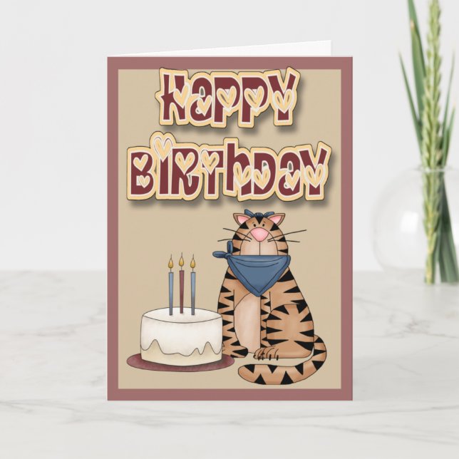 Carte Voeux D'Anniversaire Du Chat (Devant)