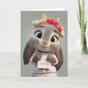 Carte Vœux d'anniversaire du plus mignon petit lapin