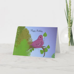Carte Vœux d'anniversaire d'un oiseau sur une branche