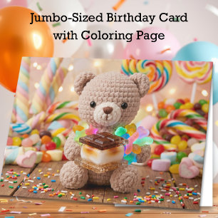 Carte Vœux d'anniversaire géants de Teddy au crochet