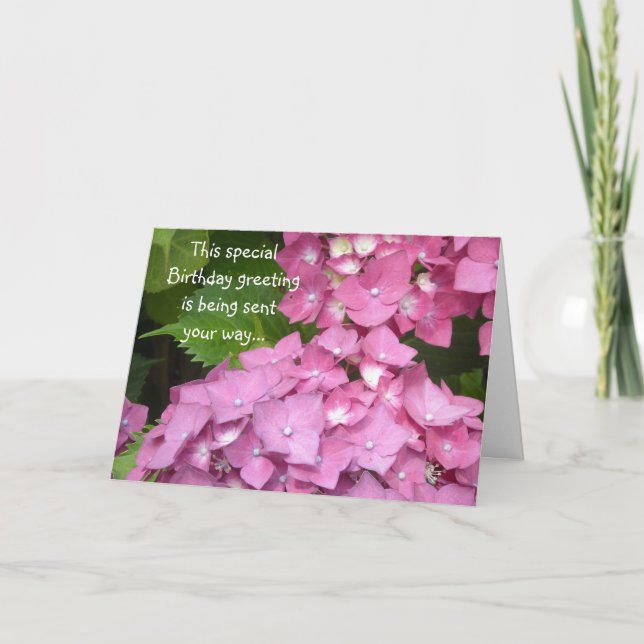 Carte Voeux d'anniversaire Hydrangeas rose (Devant)