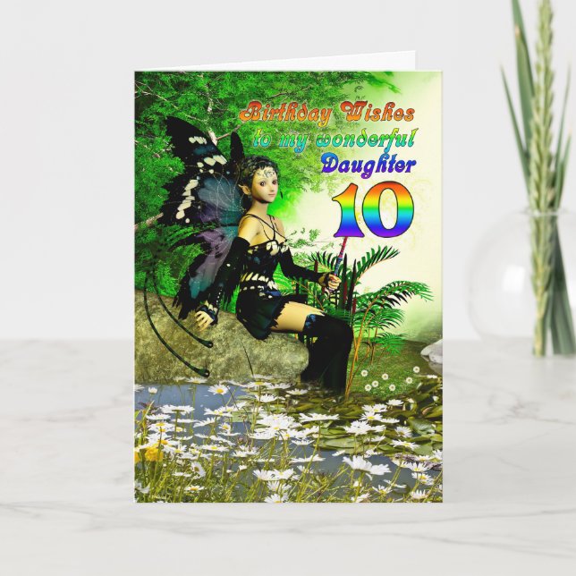 Carte voeux d'anniversaire pour une fille, 10 d'une fée (Devant)