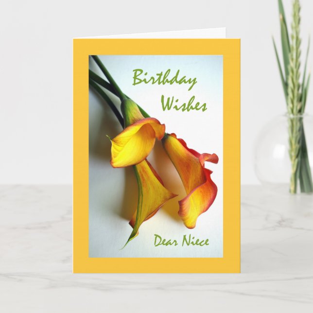 Carte Voeux d'anniversaire pour une nièce, Mango Calla L (Devant)