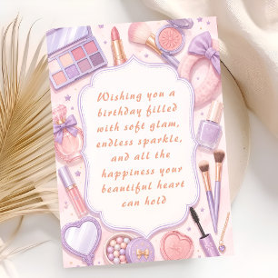 Carte Vœux d'anniversaire sur le thème du maquillage dou