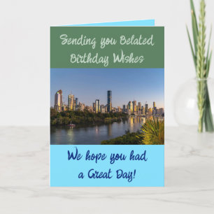 Carte Voeux d'anniversaire tardif ajouter photo bleu ver