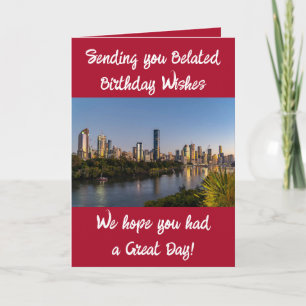 Carte Voeux d'anniversaire tardifs ajouter photo rouge