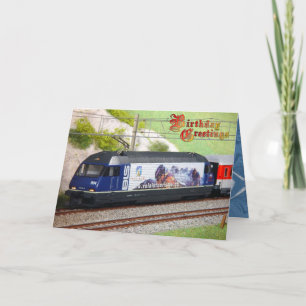 Carte Voeux d'anniversaire - Train suisse, Valais
