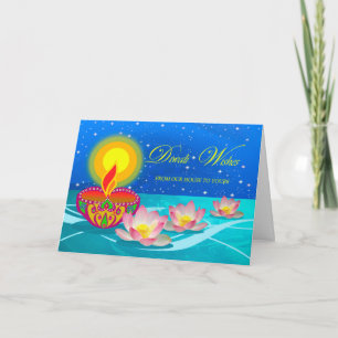 Carte Vœux de Diwali de notre maison à la vôtre, Diya, L