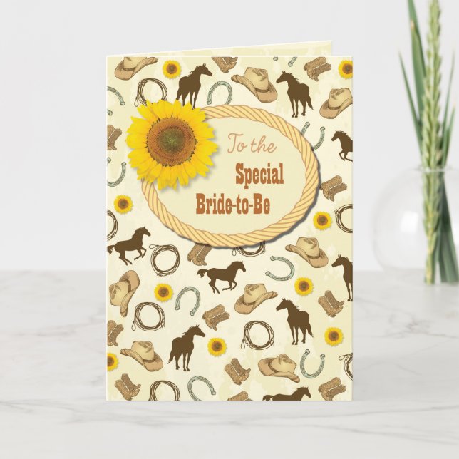 Carte Vœux de Fiançailles Western & Tournesol (Devant)