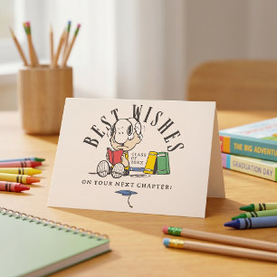 Carte Vœux de fin d'études Peanuts Snoopy lisant