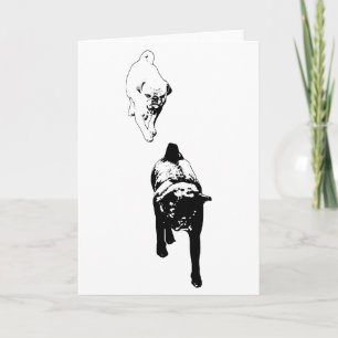 Carte Vœux de la saison, duo de chiens prêts
